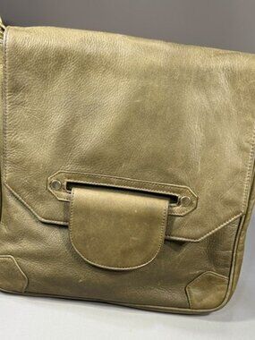 YILIY Leather Olive Green Messenger Bag